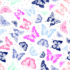 Vector butterflies pattern. Abstract seamless background.
