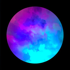 Beatiful Watercolor Sky with Clouds in Circle Boho Design