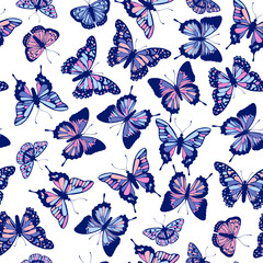 Vector butterflies pattern. Abstract seamless background.

