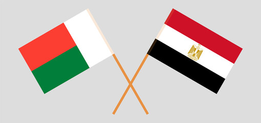 Crossed flags of Egypt and Madagascar