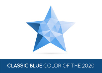Obraz premium Trendy Crystal Triangulated Gem Sign Element in Trendy Classic Blue Color. Geometric Low Polygon Style. Visual Identity. Vector.