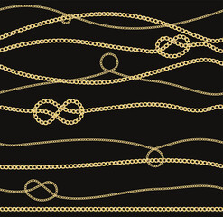 Pattern with gold chains. Vector. Fabric design. Trendy Style.