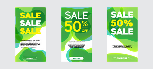 Vector Modern Fluid For Big Sale Banners Design. Discount Banner Promotion Template. With Swipe Up Button.