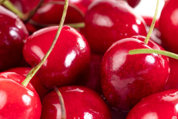 Sweet red cherry berries isolated on white background