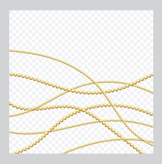 Mardi Gras. Golden or Bronze Color Round Chain. Realistic String Beads insulated. Decorative element. Gold Bead Design. Vector illustration. © ckybe