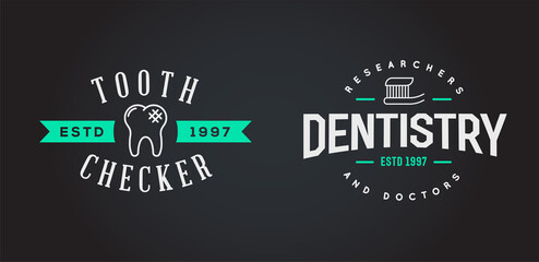 Set of Vector Dental Signs. Template Illustration. Stomatology Graphic Oral Elements.