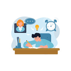 Online school, training courses. Online Lecturing. E-learning technologies. distance learning business education concept. Vector illustration for banner, web page, flayer, advertising