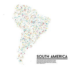 Geometric simple minimalistic style South America map background. Colorful triangles on white background. Triangular pattern for your business design. Vector.