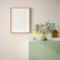 Mockup poster close up in home interior background, 3d render © artjafara