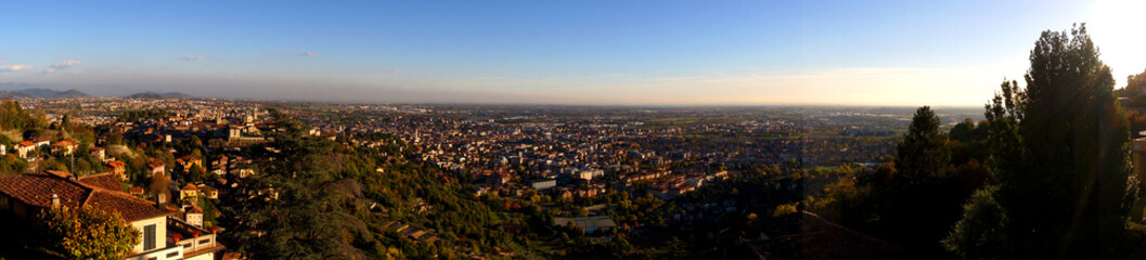 Obraz premium Panorama view of Bergamo, Italy on a sunny autumn day.
