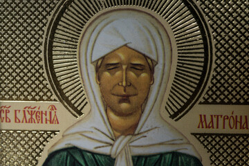 Orthodox icon of the Holy Blessed Matrona. - obrazy, fototapety, plakaty