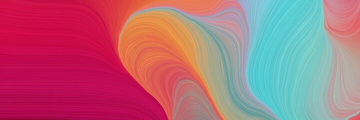 colorful vibrant creative waves graphic with elegant curvy swirl waves background illustration with crimson, sky blue and rosy brown color