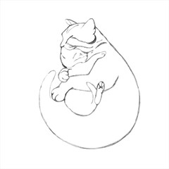 Mother cat and little kitten, tender hug, love