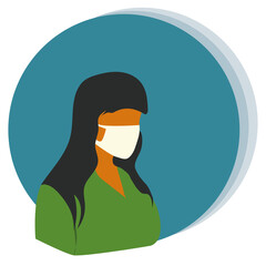 Flat female character. Girl in medical mask vector illustration.