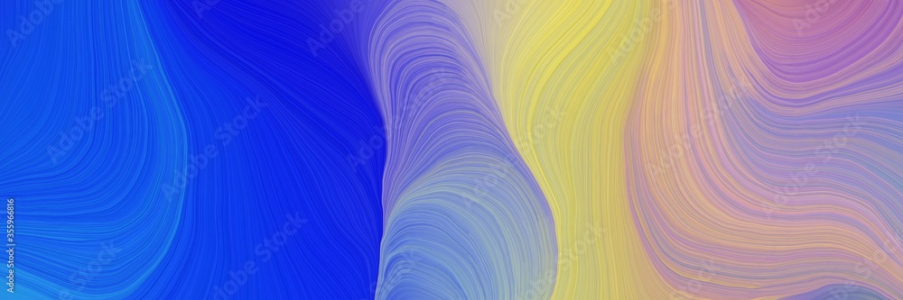 Poster colorful vibrant abstract artistic waves graphic with modern soft swirl waves background design with strong blue, pastel purple and tan color