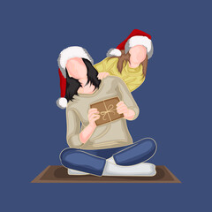 santa claus and girl on the bench