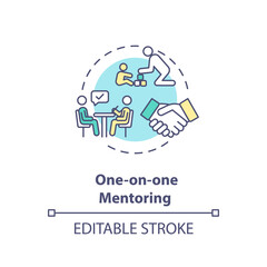 On on one mentoring concept icon. Traditional mentorship model. Professional development with personal trainer idea thin line illustration. Vector isolated outline RGB color drawing. Editable stroke