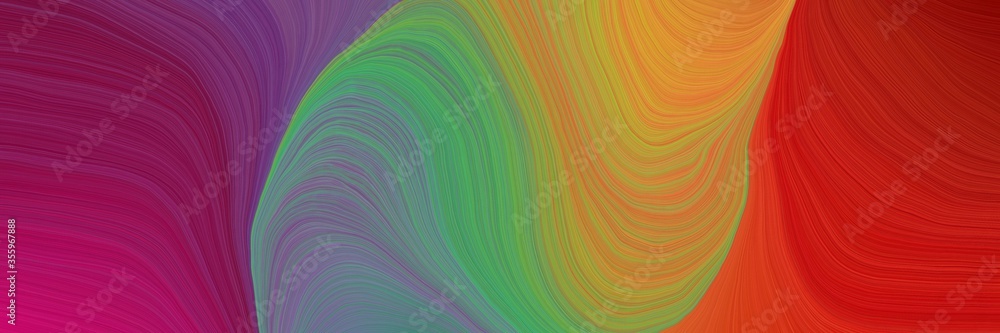 Poster colorful vibrant artistic art design graphic with modern soft swirl waves background design with dark moderate pink, pastel brown and firebrick color