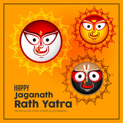Vector design of Ratha Yatra of Lord Jagannath, Balabhadra and Subhadra for the ocassion of Odisha god Rathyatra Festival
