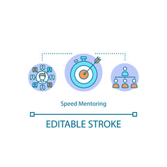 Fast mentoring concept icon. Short time mentorship program, quick education technique idea thin line illustration. Brief coaching course. Vector isolated outline RGB color drawing. Editable stroke