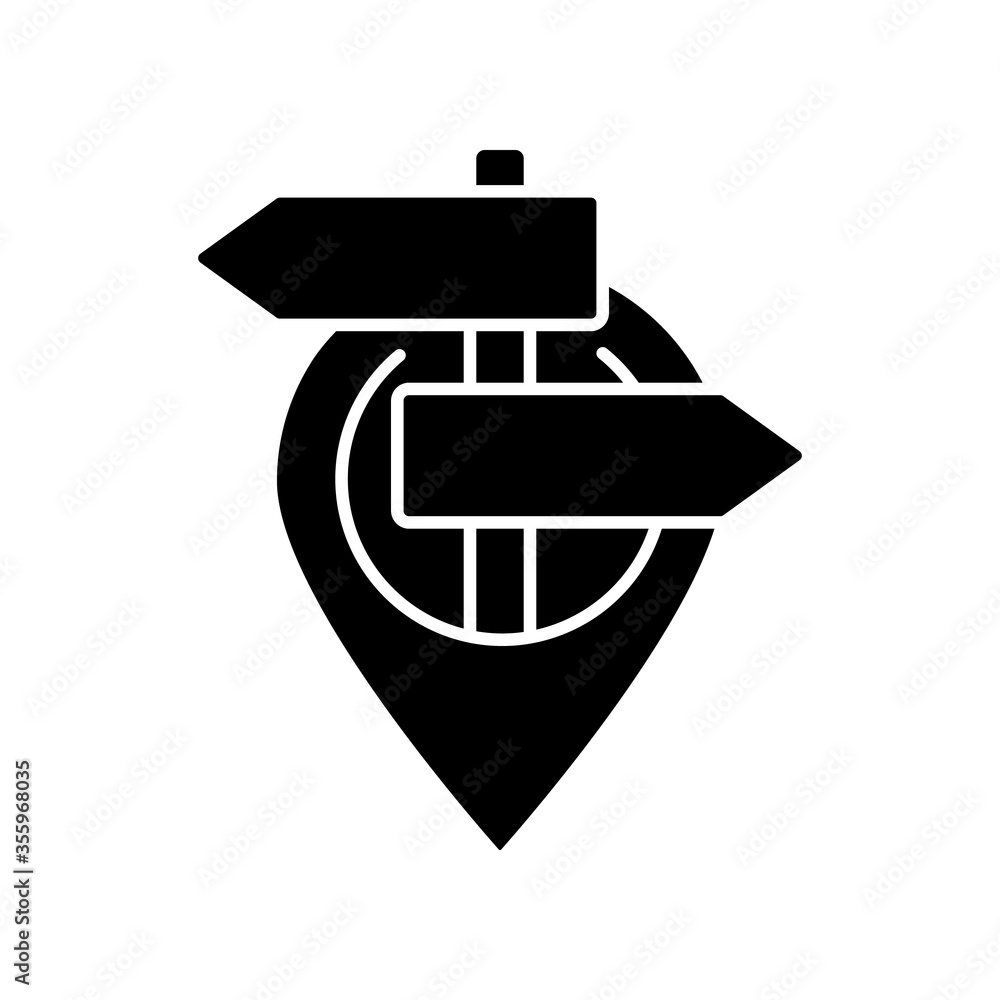 Poster gps pointer black glyph icon. modern navigation, global positioning system silhouette symbol on whit