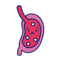 stomach human organ kawaii line style