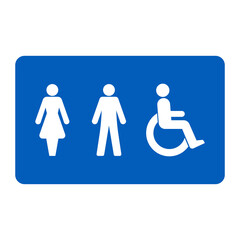 Woman, man and disabled wheelchair icon isolated on white background. WC symbol modern simple vector icon for website design, mobile app, ui. Vector Illustration