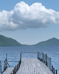 支笏湖ポロピナイの桟橋（Poropinai pier on Lake Shikotsu）