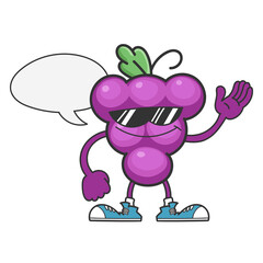 Grape cartoon character with sunglasses