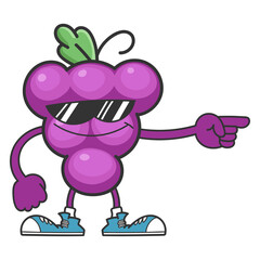 Obraz premium Grape cartoon character with sunglasses