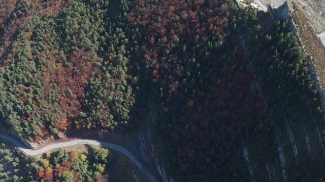 Vertical of Roads in La Molina Ski Area in the Pyrenees Mountains of Spain