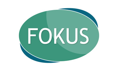Fokus - text written in green blue shape