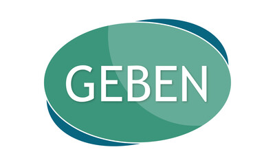 Geben - text written in green blue shape