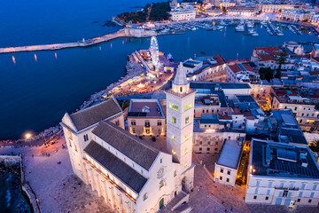 Aerial view, Cathedral of San Nicola Pellegrino, Sea Cathedral of Trani, Puglia, Southern Italy, Italy