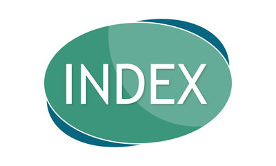 Index - text written in green blue shape