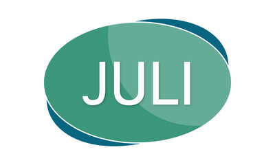 Juli - text written in green blue shape