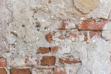 Brick wall with falling apart texture background rough grunge space for text background
