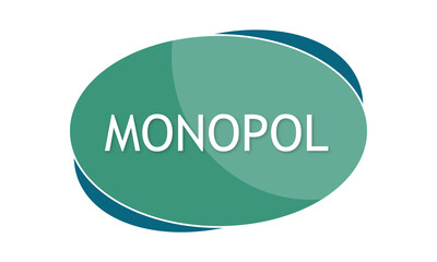 Monopol - text written in green blue shape