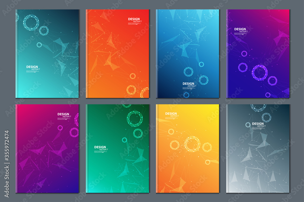 Poster Abstract technology data visualization background. network futuristic wireframe. artificial intelligence. cyber security. visual information complexity. Intricate data threads plot. brochure cover .