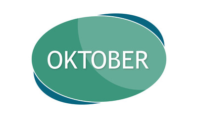 Oktober - text written in green blue shape