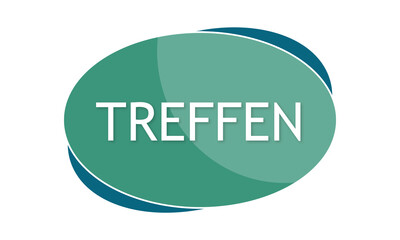 Treffen - text written in green blue shape