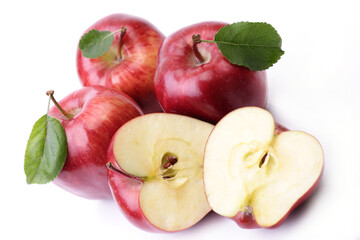 Red apples on white background