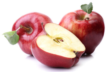 Red apples on white background