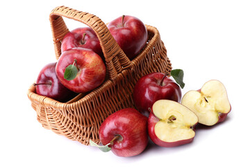 Red apples on white background