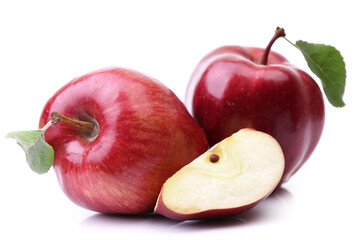Red apples on white background