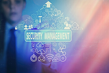 Writing note showing Security Management. Business concept for is the identification of an organization s is assets