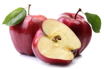 Red apples on white background
