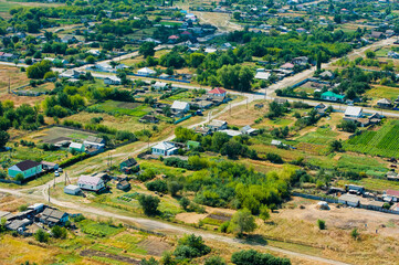 Aerial view over the small town