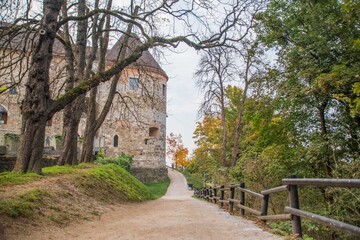 A trail next to Ljubljana Castle in the fall in Slovenia