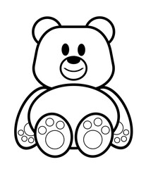 Teddy bear. Line art design element. Plush toy coloring page for kids
